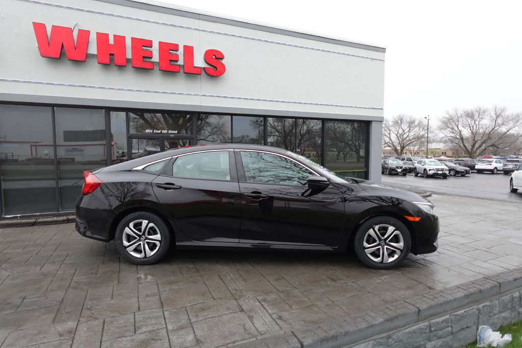 Black 2017 Honda Civic LX Sedan Front-Wheel Drive Continuously Variable Transmission