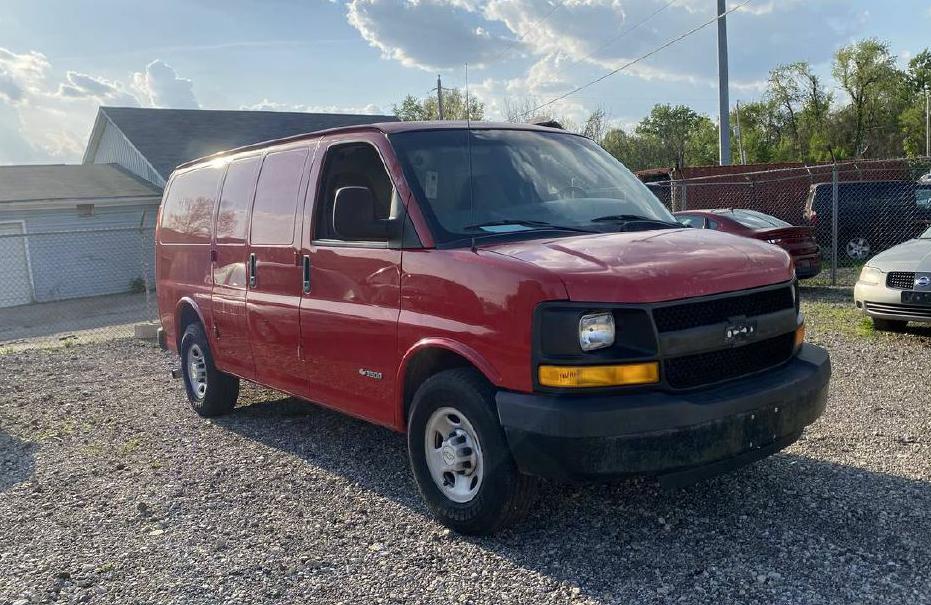 Red 2003 Chevrolet Express Cargo 3500 RWD Van Rear-Wheel Drive Automatic