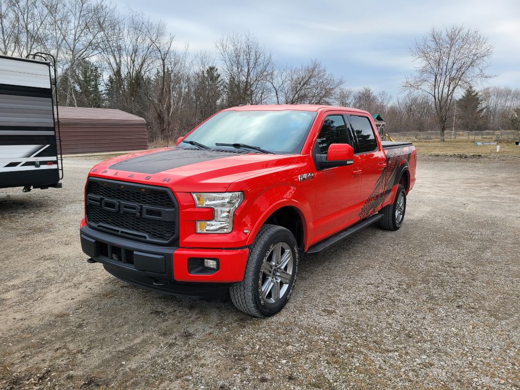 Red 2016 Ford F-150 Lariat SuperCrew LB 4WD Pickup Truck Four-Wheel Drive Automatic
