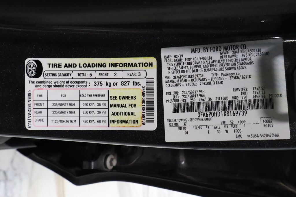 FORD FUSION 2019 FORD FUSION 3FA6P0HD1KR169739