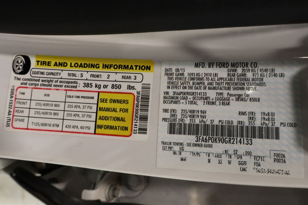 FORD FUSION 2016 FORD FUSION 3FA6P0K90GR214133