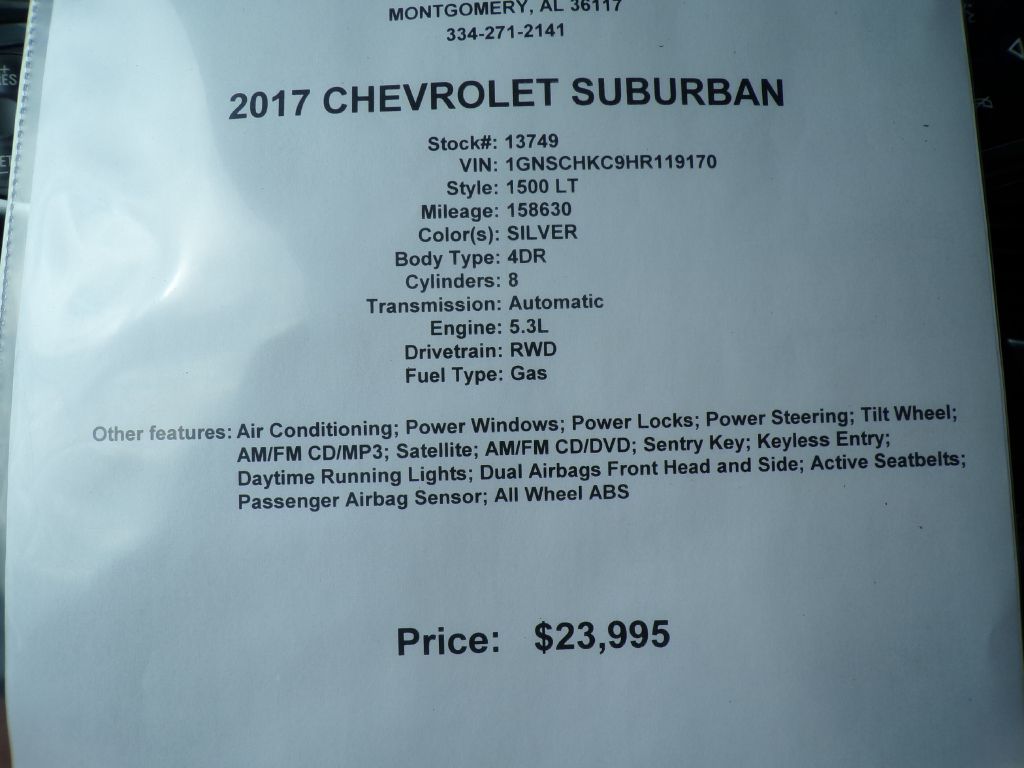 CHEVROLET SUBURBAN 2017 CHEVROLET SUBURBAN 1GNSCHKC9HR119170