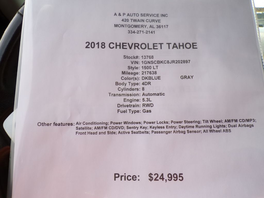 CHEVROLET TAHOE 2018 CHEVROLET TAHOE 1GNSCBKC8JR202897