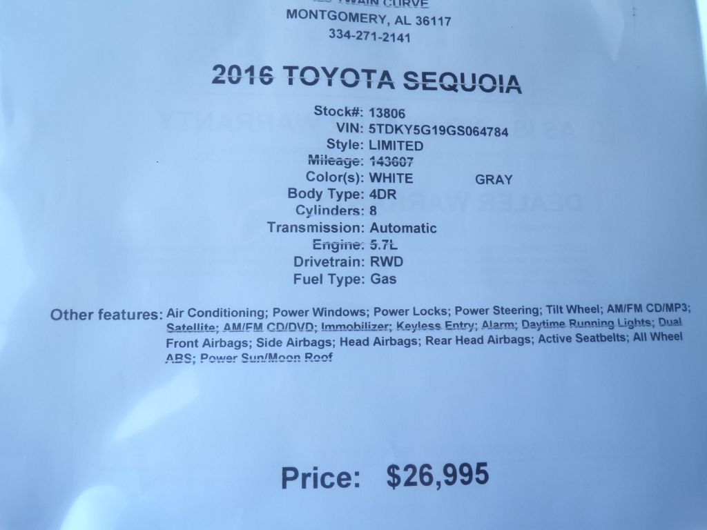 TOYOTA SEQUOIA 2016 TOYOTA SEQUOIA 5TDKY5G19GS064784
