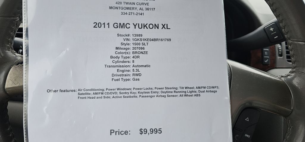 GMC YUKON XL 2011 GMC YUKON XL 1GKS1KE04BR161769