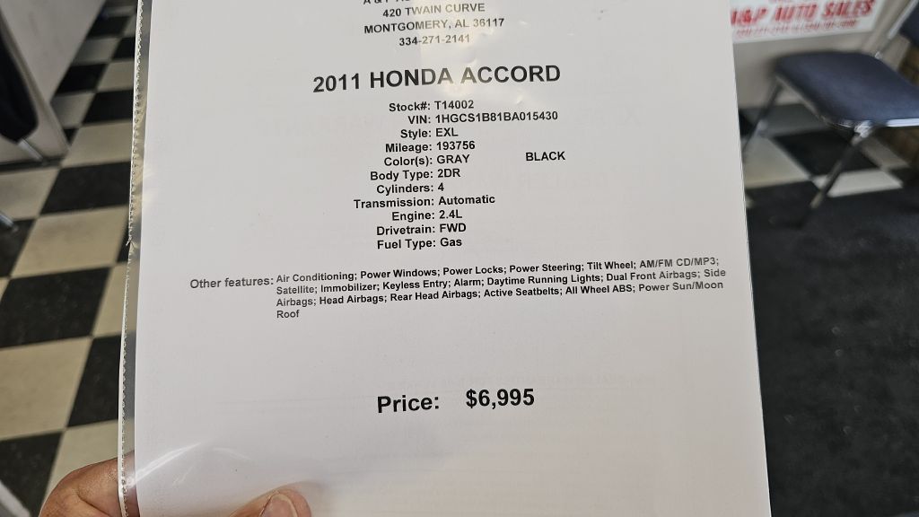 HONDA ACCORD 2011 HONDA ACCORD 1HGCS1B81BA015430