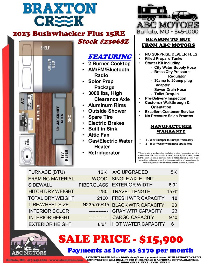 BRAXTON CREEK BUSHWHACKER 15R 2023 BRAXTON CREEK BUSHWHACKER 15R 7HFB1KC13P17R1167