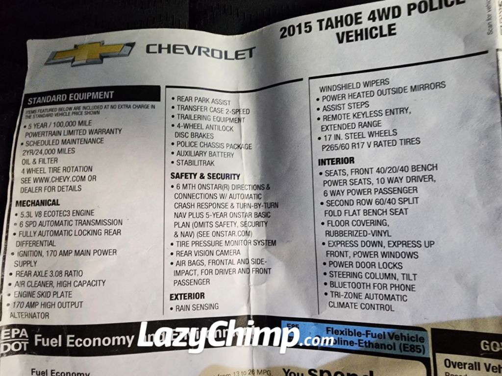CHEVROLET TAHOE 2015 CHEVROLET TAHOE 1GNSK2EC6FR568119