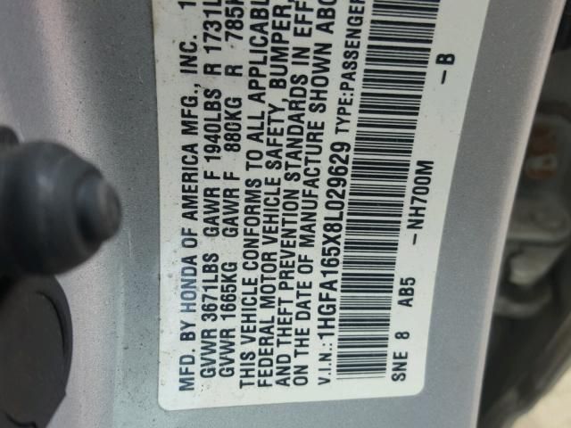 HONDA CIVIC 2008 HONDA CIVIC 1HGFA165X8L029629
