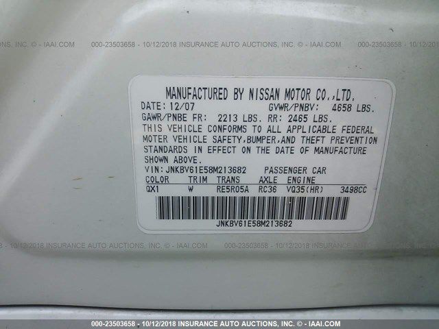 INFINITI G35 2008 INFINITI G35 JNKBV61E58M213682