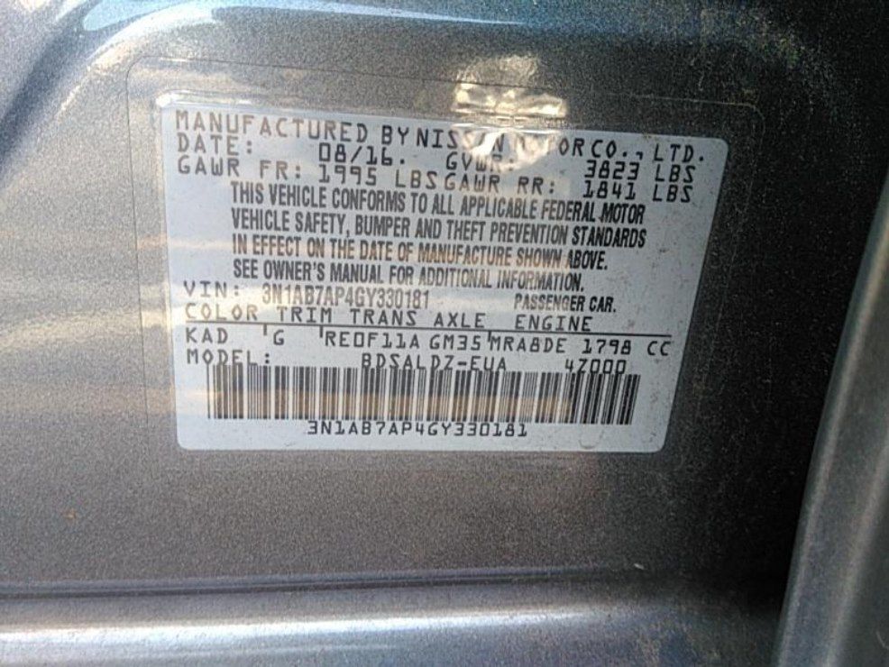 NISSAN SENTRA SOLD 2016 NISSAN SENTRA SOLD 3N1AB7AP4GY330181