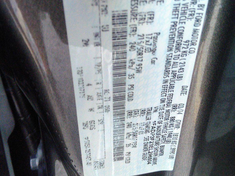 FORD FOCUS SOLD 2014 FORD FOCUS SOLD 1FADP3F23EL296604