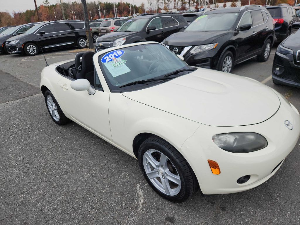 2008 MAZDA MX5 MIATA in MONROE NC at CAROLINAS AUTO EXPO, WHITE, JM1NC25F280153691