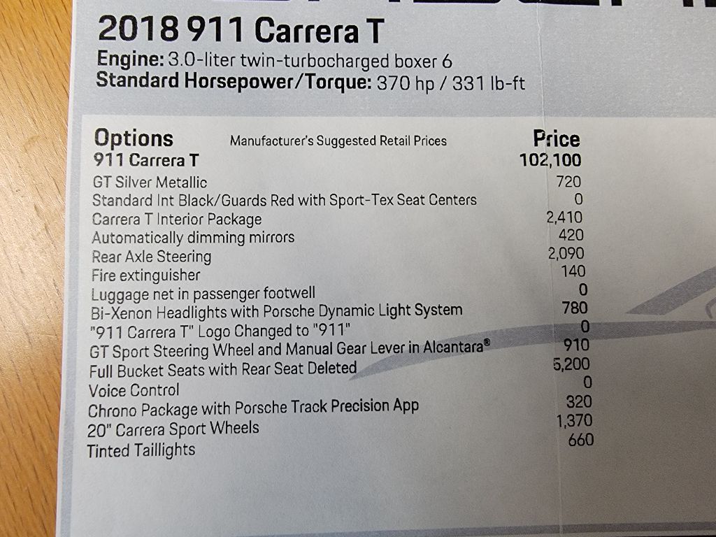Image for 2018 Porsche 911 CARRERA T 7-Speed Manual - Upgraded!
