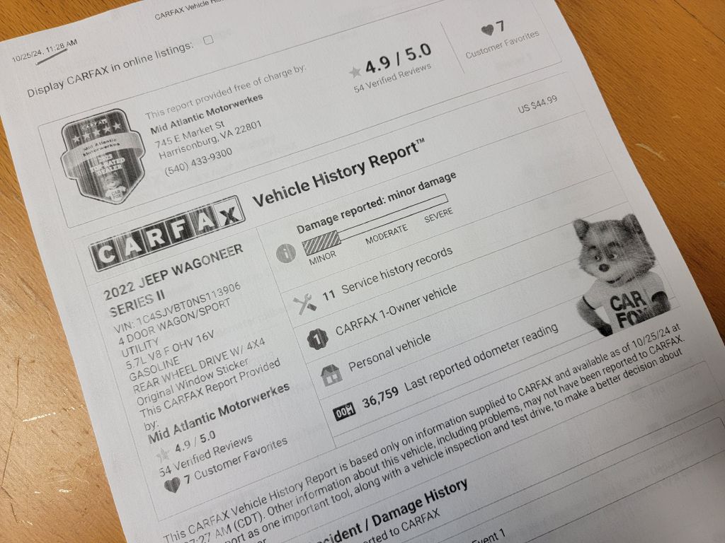 Image for 2022 Jeep WAGONEER 4X4 SERIES II 1-Owner 8-Passenger