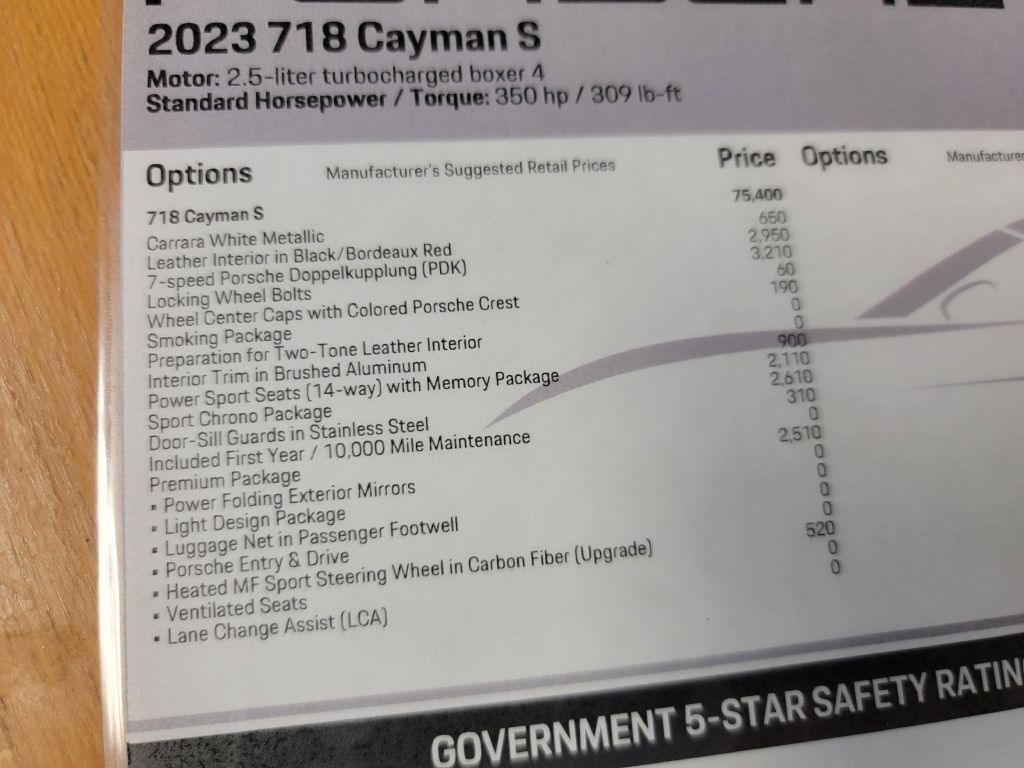 Image for 2023 Porsche CAYMAN S 718 1-Owner 850 Miles!! PDK