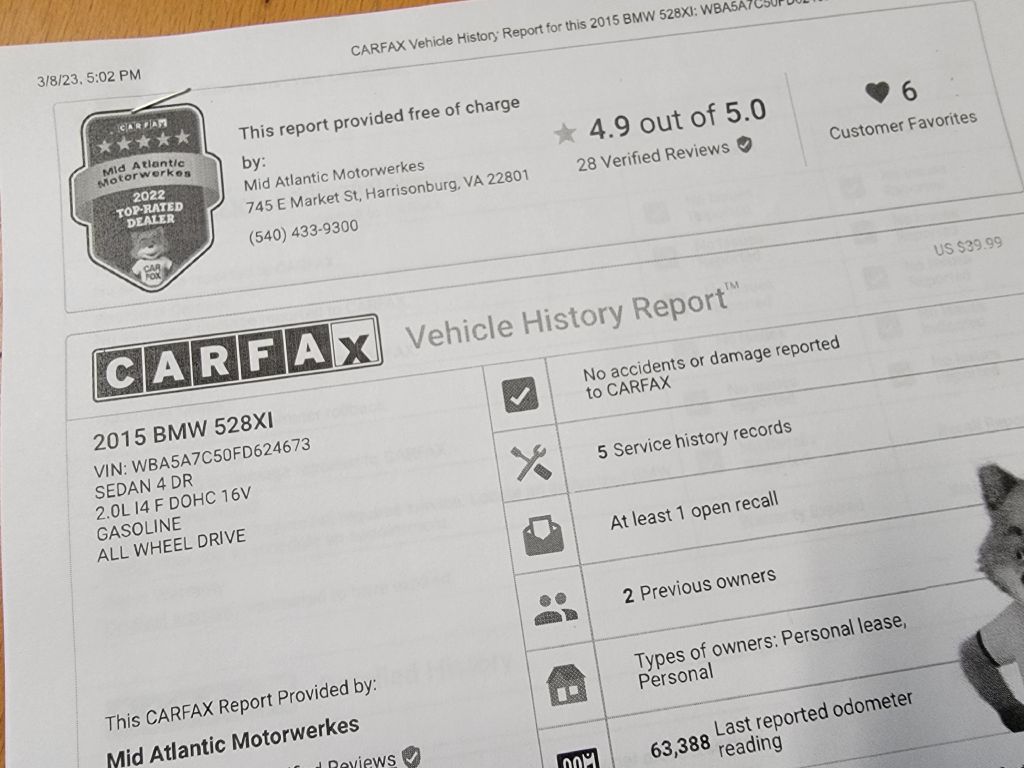 Image for 2014 BMW 528I XDRIVE NAV Tech-Michelins-Rear Camera