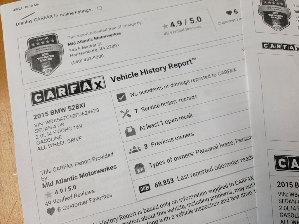 Image for 2015 BMW 528I XDRIVE NAV Consign-LOW Miles-Rear Camera