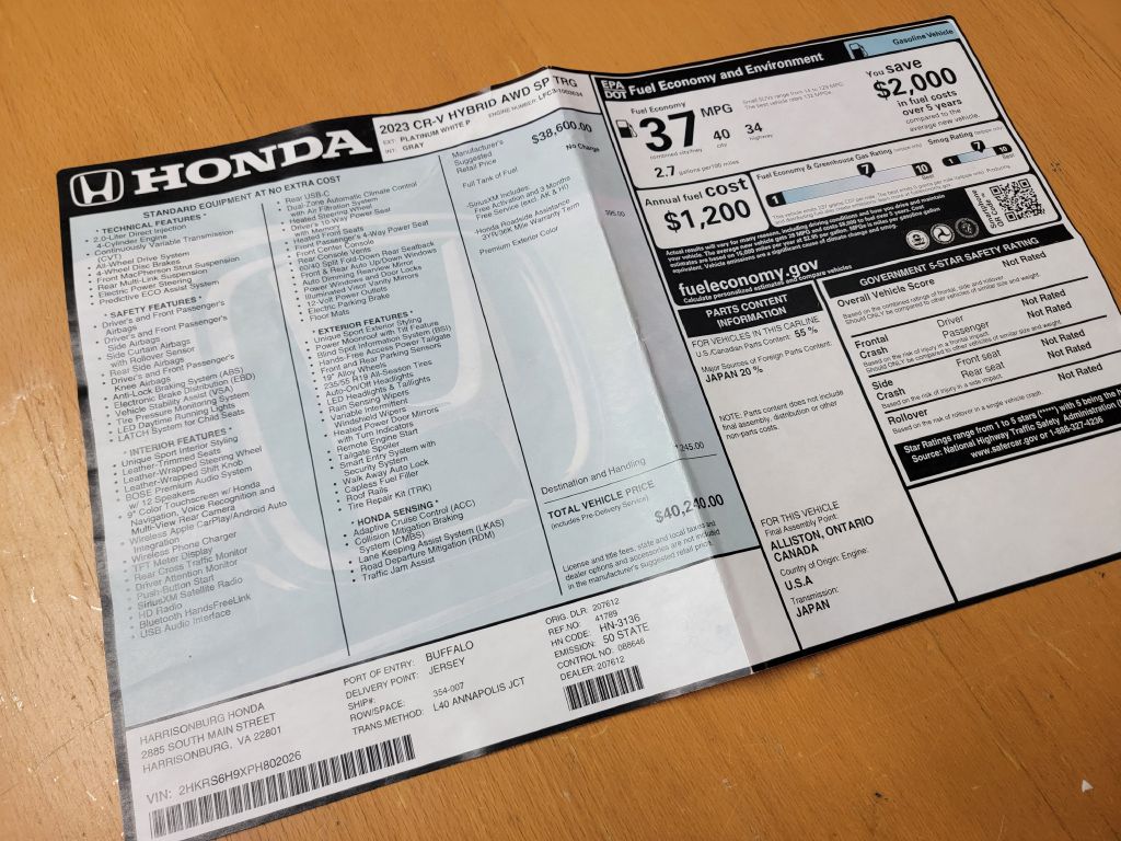 Image for 2023 Honda CR-V HYBRID AWD SPORT TOURING-1 Owner! Loaded