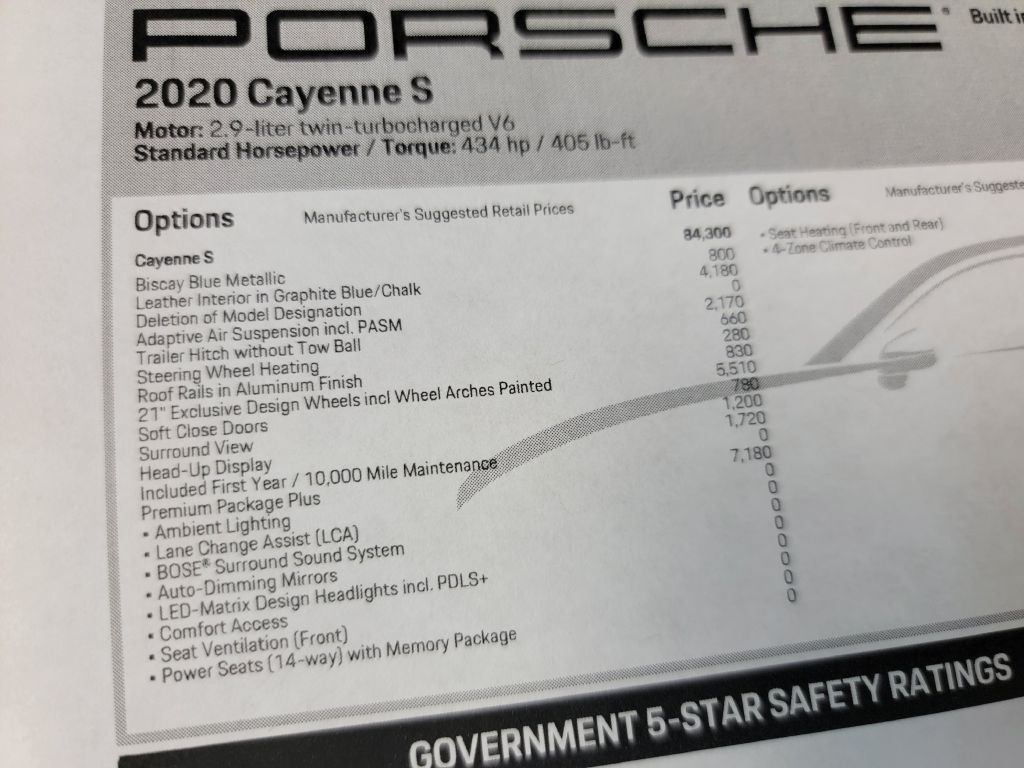 Image for 2020 Porsche CAYENNE S Launch Edition Biscay Blue
