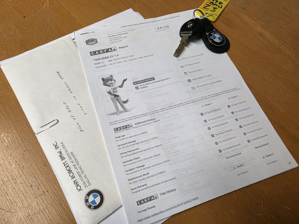 Image for 1998 BMW Z3 ROADSTER 1.9 1-Owner! 23k Miles - Original!