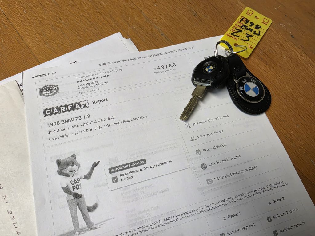 Image for 1998 BMW Z3 ROADSTER 1.9 1-Owner! 23k Miles - Original!