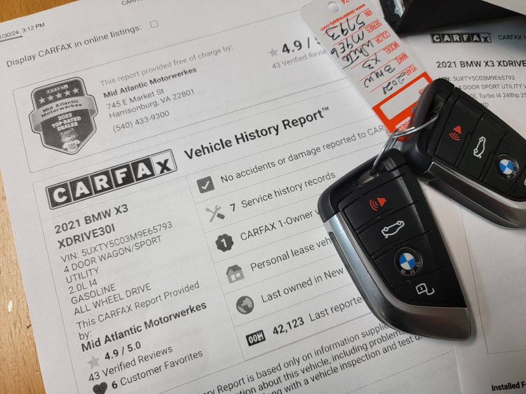 Image for 2021 BMW X3 XDRIVE 30I 1-Owner  Blind Spot  CarPlay