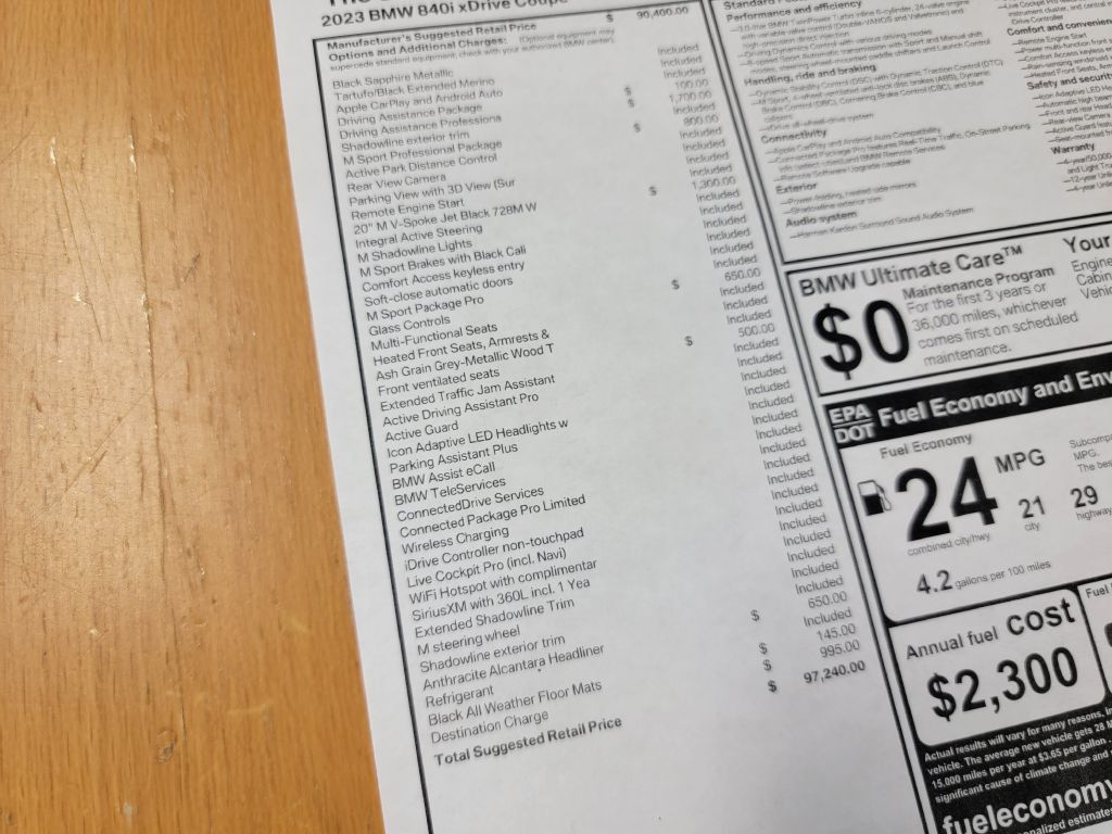 Image for 2023 BMW 840I XDRIVE 1-Owner MSport 13k Miles!