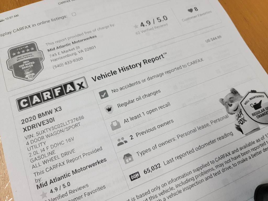 Image for 2020 BMW X3 XDRIVE 30I 1-Owner Blind Spot Skyview!!