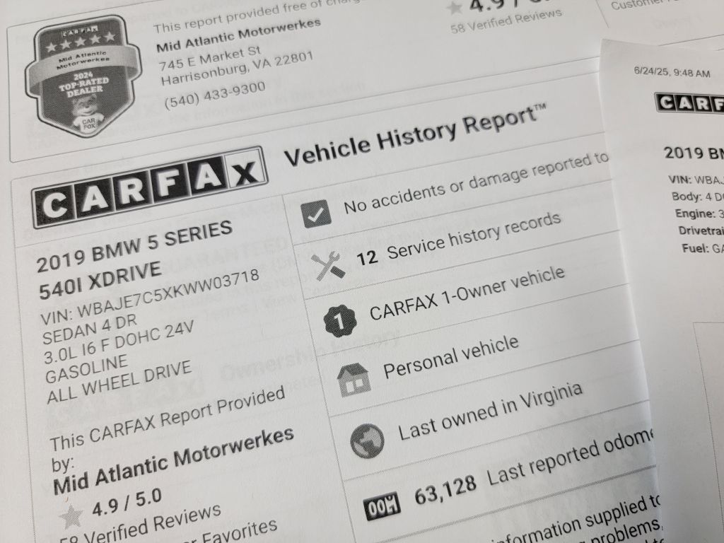 Image for 2019 BMW 540I XDRIVE NAV 1 Owner-Sport Line-CLEAN!!