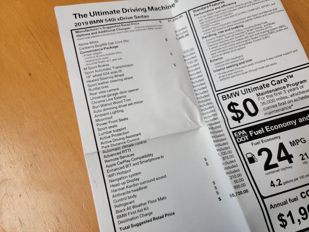 Image for 2019 BMW 540I XDRIVE NAV 1 Owner-Sport Line-CLEAN!!