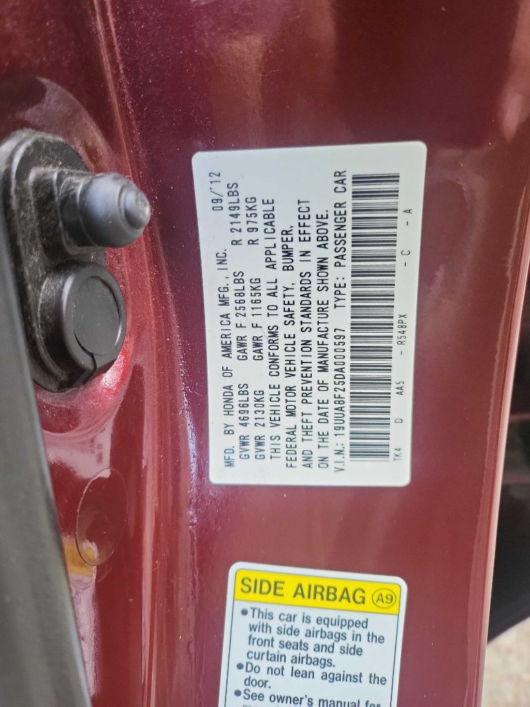 ACURA TL 2013 ACURA TL 19UUA8F25DA000597