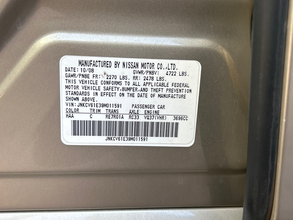 INFINITI G37 2009 INFINITI G37 JNKCV61E39M011591