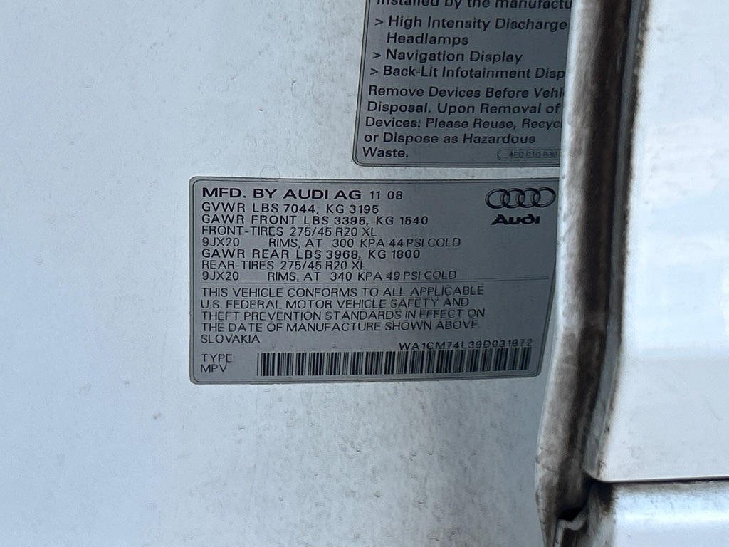 AUDI Q7 2009 AUDI Q7 WA1CM74L39D031872