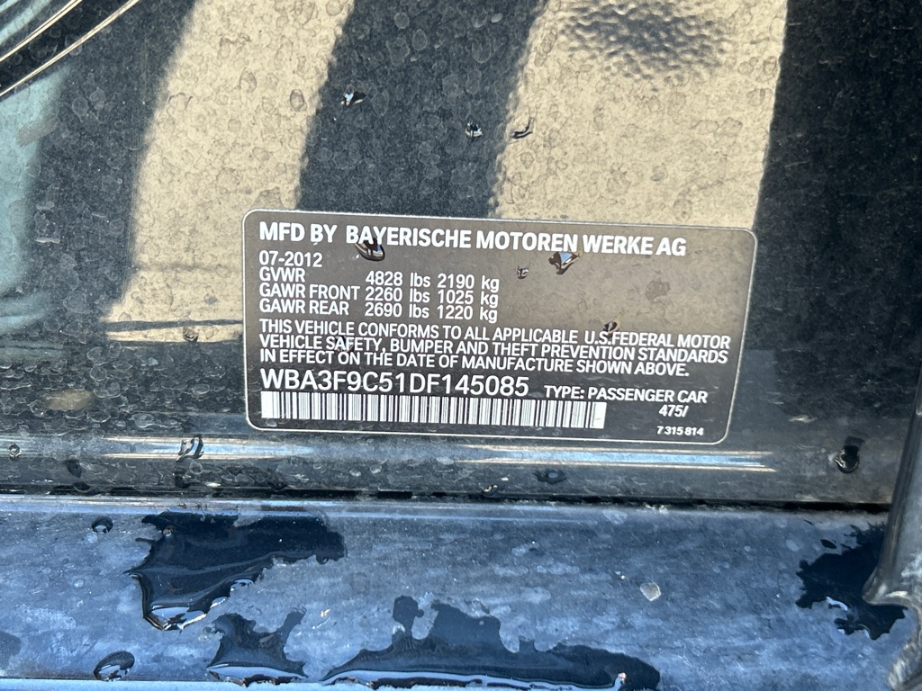 BMW 3 SERIES 2013 BMW 3 SERIES WBA3F9C51DF145085