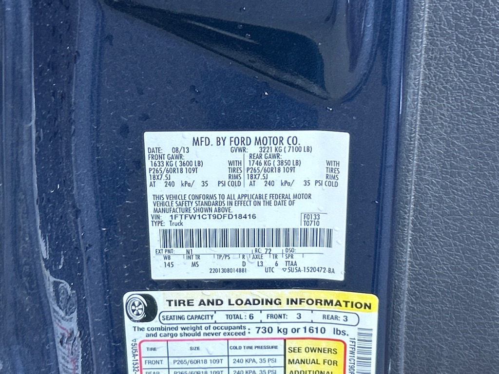 FORD F150 2013 FORD F150 1FTFW1CT9DFD18416