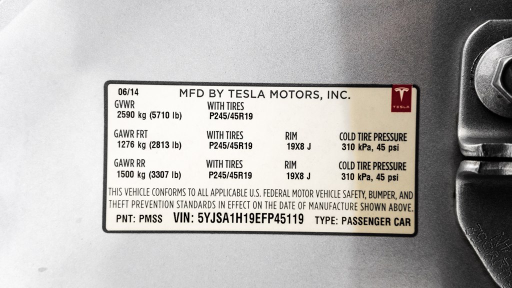TESLA MODEL S 2014 TESLA MODEL S 5YJSA1H19EFP45119